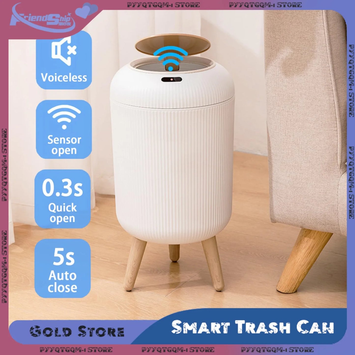 Automatic Trash Bin: Motion Sensor, Waterproof Kitchen Can